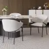 Set of 2 Modern Chenille Upholstery Dining Chairs White&Gray