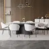 Set of 2 Modern Chenille Upholstery Dining Chairs White&Gray