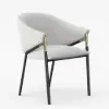 Set of 2 Modern Chenille Upholstery Dining Chairs White&Gray