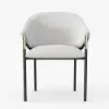 Set of 2 Modern Chenille Upholstery Dining Chairs White&Gray