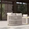 Costra 4-Piece Outdoor Rope Weave Swivel Sofa Set with Coffee Table in Ivory for 4
