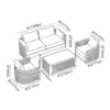 Costra 4-Piece Outdoor Rope Weave Swivel Sofa Set with Coffee Table in Ivory for 4