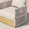 Costra 4-Piece Outdoor Rope Weave Swivel Sofa Set with Coffee Table in Ivory for 4