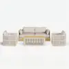 Costra 4-Piece Outdoor Rope Weave Swivel Sofa Set with Coffee Table in Ivory for 4