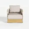 Costra 4-Piece Outdoor Rope Weave Swivel Sofa Set with Coffee Table in Ivory for 4