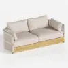 Costra 4-Piece Outdoor Rope Weave Swivel Sofa Set with Coffee Table in Ivory for 4