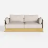Costra 4-Piece Outdoor Rope Weave Swivel Sofa Set with Coffee Table in Ivory for 4