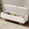 Picture of Teddy Fabric Fluffy Faux Fur Flip Top Wood Storage Bench – White – AUD-H1481