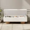 Picture of Teddy Fabric Fluffy Faux Fur Flip Top Wood Storage Bench – White – AUD-H1481
