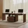 Modern 240 cm Rectangular Brown Double Desk with 4 Drawers & 1 Cabinet, Seats 2