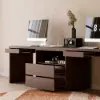 Modern 240 cm Rectangular Brown Double Desk with 4 Drawers & 1 Cabinet, Seats 2