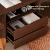 Modern 240 cm Rectangular Brown Double Desk with 4 Drawers & 1 Cabinet, Seats 2