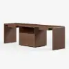 Modern 240 cm Rectangular Brown Double Desk with 4 Drawers & 1 Cabinet, Seats 2
