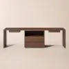 Modern 240 cm Rectangular Brown Double Desk with 4 Drawers & 1 Cabinet, Seats 2