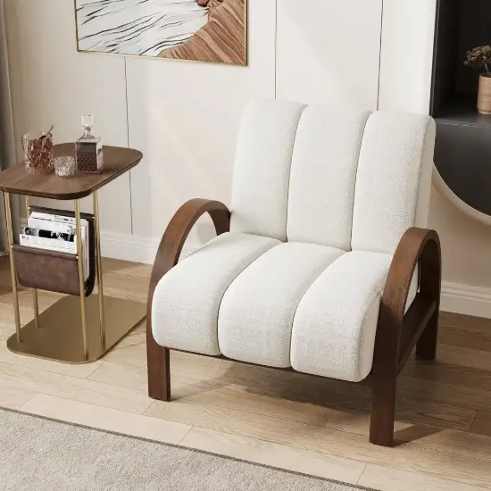 Boucle Ash Wood Accent Chair