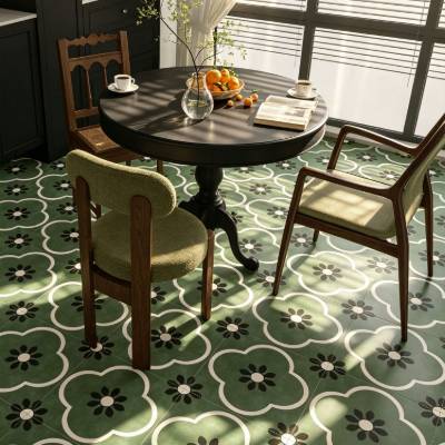 Bathroom Patterned Floor Tile 400x400mm, Vintage Non-Slip, Hard-Wearing