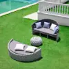 Cocaro 2-Piece Outdoor Weatherproof Daybed with Foldable Sun Canopy (191 cm) in Gray