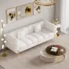 Axial 200 cm Faux Leather Fluted Sofa with Gold Legs & Pillows, Set of 2 – Aurora