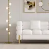 Axial 200 cm Faux Leather Fluted Sofa with Gold Legs & Pillows, Set of 2 – Aurora