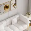 Axial 200 cm Faux Leather Fluted Sofa with Gold Legs & Pillows, Set of 2 – Aurora
