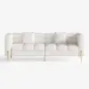Axial 200 cm Faux Leather Fluted Sofa with Gold Legs & Pillows, Set of 2 – Aurora