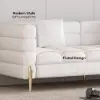 Axial 200 cm Faux Leather Fluted Sofa with Gold Legs & Pillows, Set of 2 – Aurora