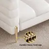 Axial 200 cm Faux Leather Fluted Sofa with Gold Legs & Pillows, Set of 2 – Aurora