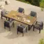 Tevara 6 - Person Rectangle Wood & Aluminium Outdoor Patio Dining Table 6 Dining Chairs