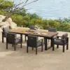 Tevara 6 - Person Rectangle Wood & Aluminium Outdoor Patio Dining Table 6 Dining Chairs