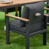Tevara 6 - Person Rectangle Wood & Aluminium Outdoor Patio Dining Table 6 Dining Chairs