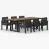 Tevara 6 - Person Rectangle Wood & Aluminium Outdoor Patio Dining Table 6 Dining Chairs