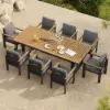 Picture of Tevara 6-Person Rectangle Wood & Aluminium Outdoor Patio Dining Table 8 Dining Chairs
