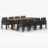 Picture of Tevara 6-Person Rectangle Wood & Aluminium Outdoor Patio Dining Table 8 Dining Chairs