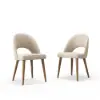 4-Pieces Modern Dining Chairs Cotton and Linen Upholstery Sand