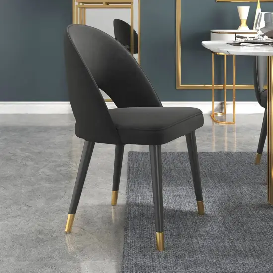 Modern Upholstered Black Dining Chair Velvet Side Chairs 6-Pieces
