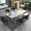 Modern Upholstered Black Dining Chair Velvet Side Chairs 6-Pieces