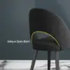 Modern Black Velvet Dining Chair with Wooden Legs, 8 Pieces