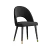Modern Black Velvet Dining Chair with Wooden Legs, 8 Pieces