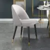 Modern Light Grey Velvet Dining Chair with Wooden Legs, 6 Pieces