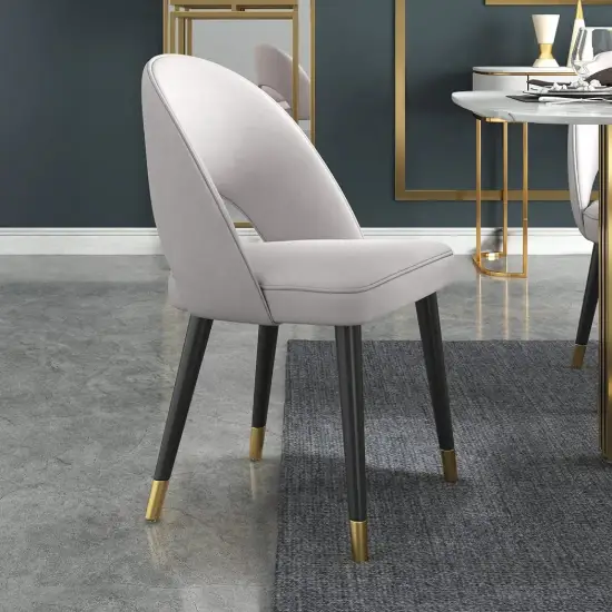 Modern Light Grey Velvet Dining Chair with Wooden Legs, 6 Pieces