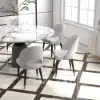 Modern Light Grey Velvet Dining Chair with Wooden Legs, 6 Pieces