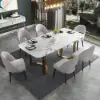 Modern Light Grey Velvet Dining Chair with Wooden Legs, 8 Pieces