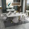 Modern Light Grey Velvet Dining Chair with Wooden Legs, 8 Pieces