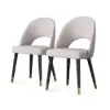 Modern Light Grey Velvet Dining Chair with Wooden Legs, 8 Pieces