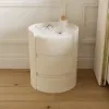 Modern white Bedside Table with 3-drawer marble and leather – Tables