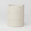 Modern white Bedside Table with 3-drawer marble and leather – Tables