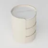 Modern white Bedside Table with 3-drawer marble and leather – Tables