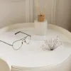 Modern white Bedside Table with 3-drawer marble and leather – Tables
