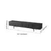 Modern 200 cm Fluted Black TV Stand with Drawers & Black Metal Legs