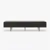 Modern 200 cm Fluted Black TV Stand with Drawers & Black Metal Legs